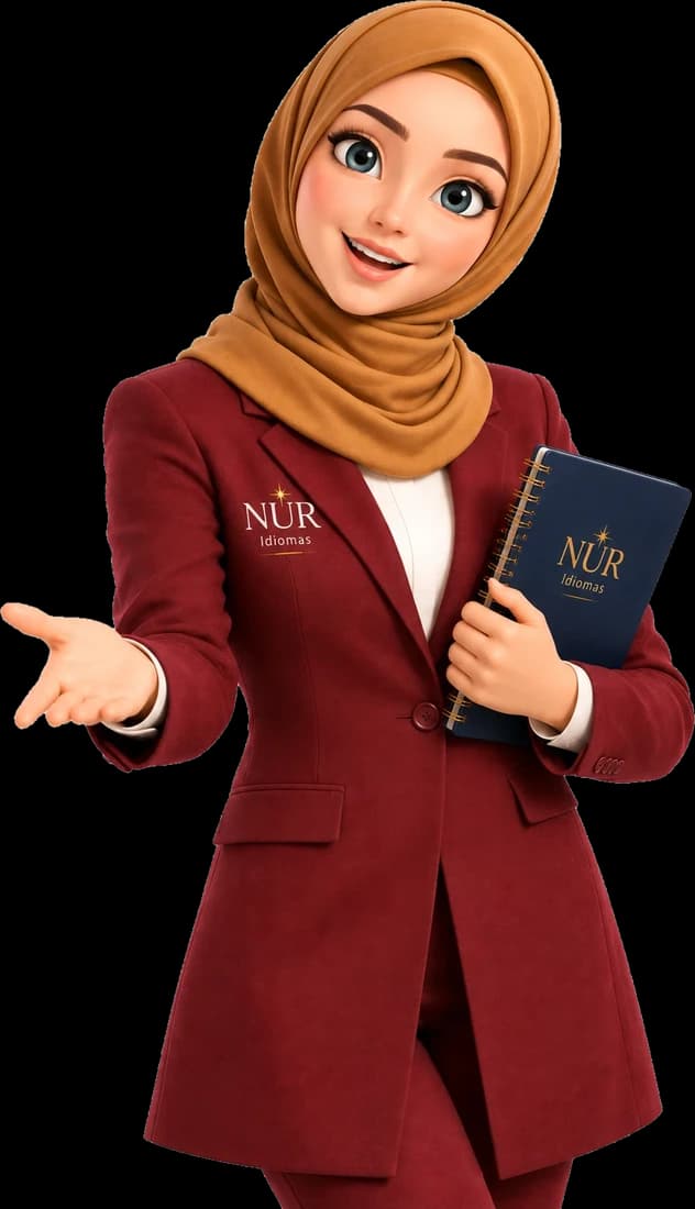 Nuria, a assistente da Nur Idiomas, dando as boas-vindas